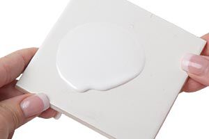 Liquid polyclay on a ceramic tile